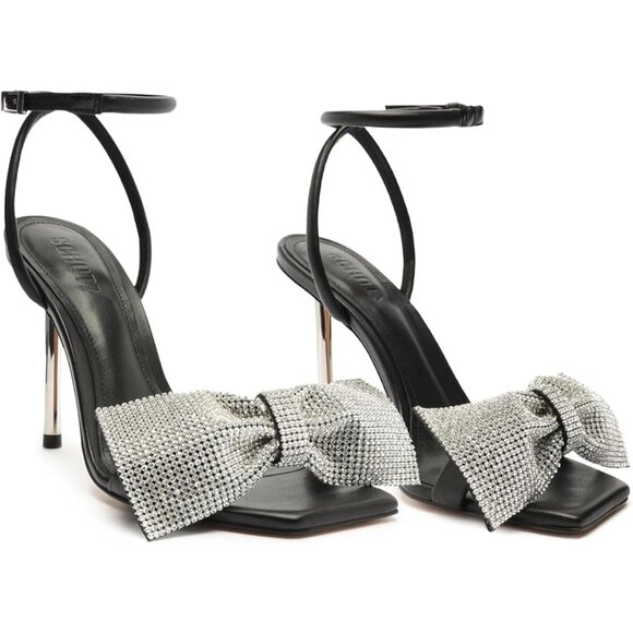 Schutz Mila Sandals in Black 8.5 New with Box Womens Crystal High Heels - Picture 1 of 16